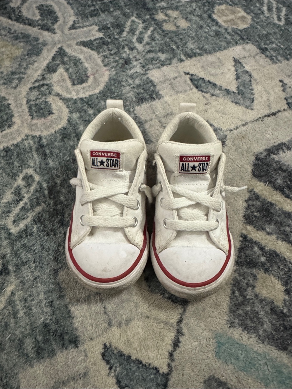 Converse Kids White Canvas Sneakers with Red Accent